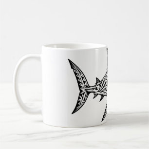 Tribal Polynesian Shark Mug – Black and White Tatt