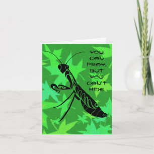Tribal praying mantis birthday card