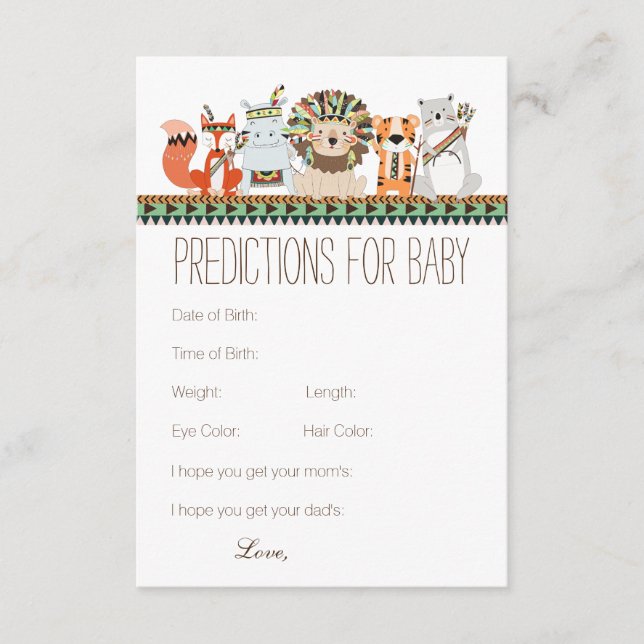 Tribal Predictions Advice for Parents Baby Shower (Front)