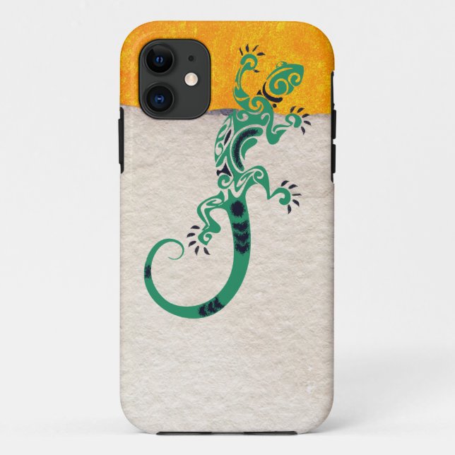 Tribal Print Gecko Lizard on Stone and Stucco Case-Mate iPhone Case (Back)