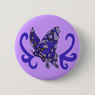 Tribal purple-blue butterfly button