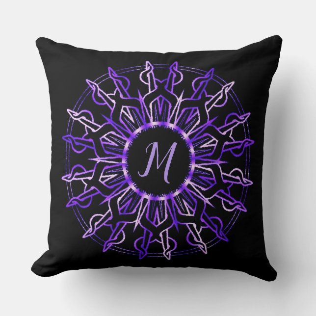 Tribal Purple Sun Throw Pillow (Front)