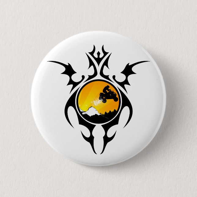 tribal quads 6 cm round badge (Front)