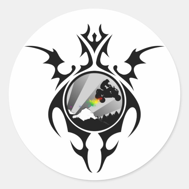 tribal quads classic round sticker (Front)