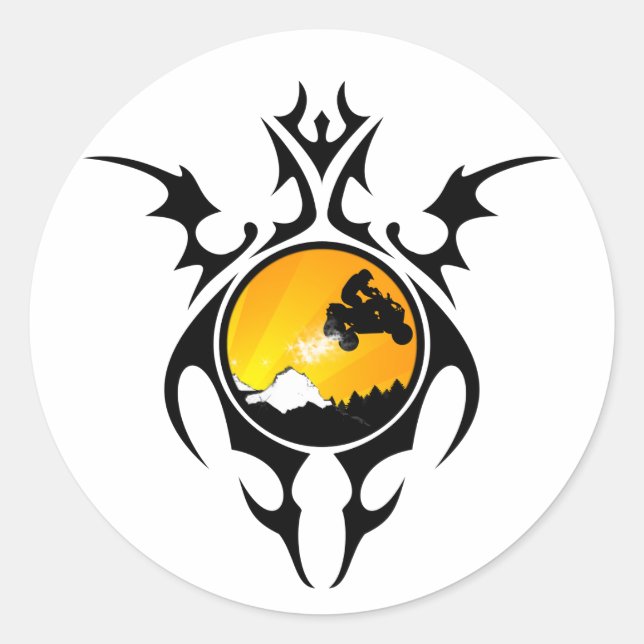 tribal quads classic round sticker (Front)