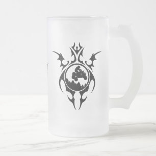 tribal quads frosted glass beer mug