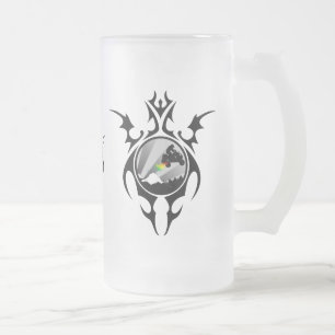 tribal quads frosted glass beer mug