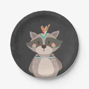 Tribal Racoon Paper Plates Wild one Woodland Boho