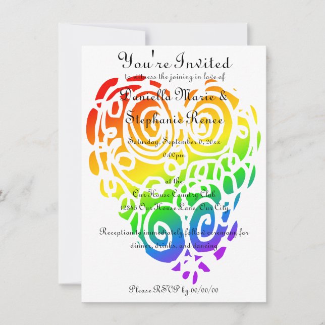 Tribal Rainbow Hearts Invitation (Front)