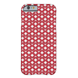 Tribal red and white folk art geometric pattern barely there iPhone 6 case