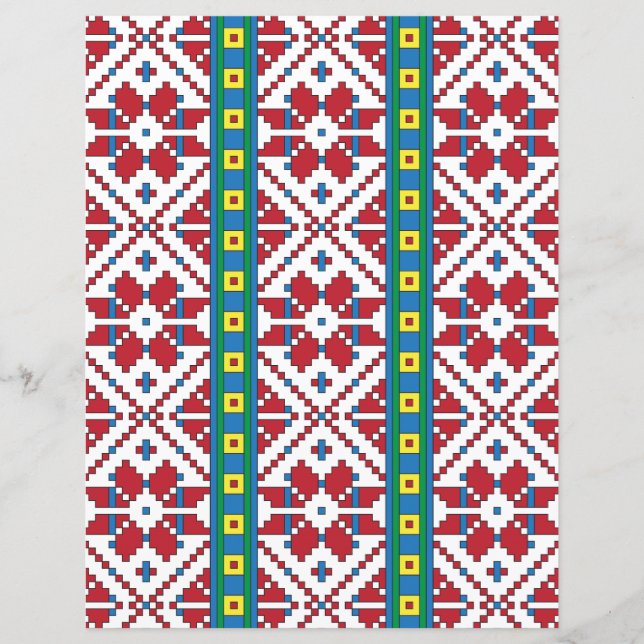 Tribal red, blue, and white star geometric pattern (Front)