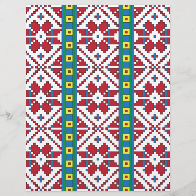 Tribal red, blue, and white star geometric pattern personalised letterhead (Front)