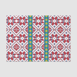 Tribal red, blue, and white star geometric pattern tissue paper