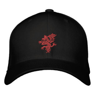 tribal red dragon embroidered hat