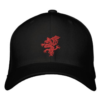 tribal red dragon embroidered hat