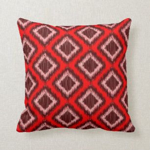 Tribal Red Ikat Modern Chic Pattern Cushion