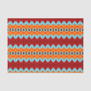 Tribal Red Orange Blue Art Pattern Decoupage Tissue Paper