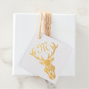 Tribal Red Stag Monogram Favour Tags