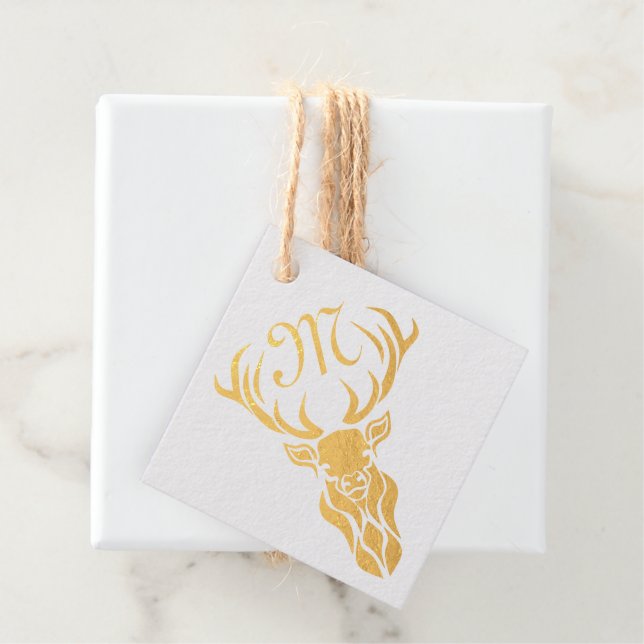 Tribal Red Stag Monogram Favour Tags (With Box)