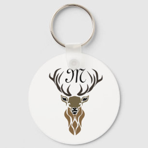Tribal Red Stag Monogram Key Ring