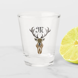 Tribal Red Stag Monogram Shot Glass