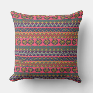 Tribal Rhythm Throw Pillow – Vibrant Geometric