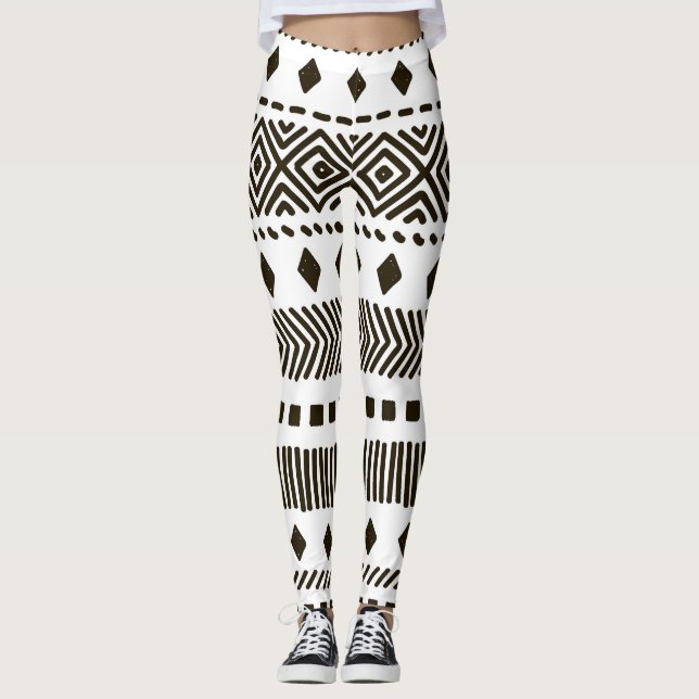Tribal Rhythms: Ethnic Geometric Patterns Leggings (Front)