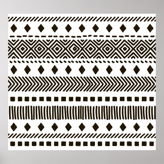 Tribal Rhythms: Ethnic Geometric Patterns Poster (Front)