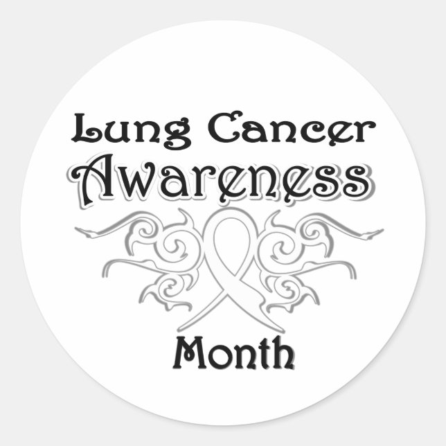 Tribal Ribbon - Lung Cancer Awareness Month Classic Round Sticker (Front)