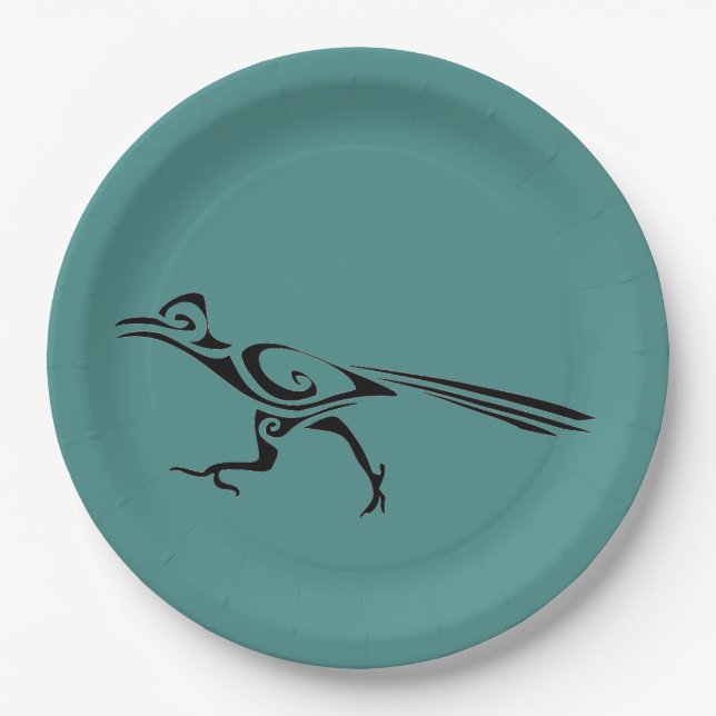 Tribal Roadrunner Silhouette Paper Plate (Front)