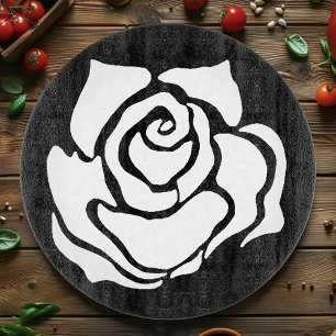 Tribal Rose Black White Cutting Board