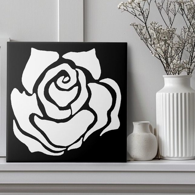 Tribal Rose Black White Tile (Creator Uploaded)