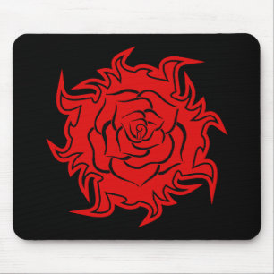 Tribal Rose in Red and Black Mousepad