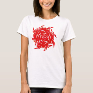 Tribal Rose in Red and White Tank Top