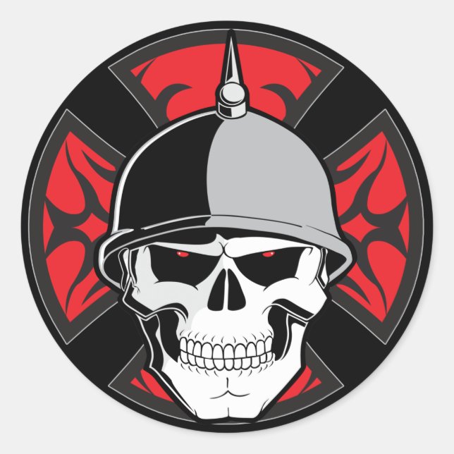 Tribal Round Cross Skull Classic Round Sticker (Front)