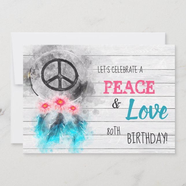 *~ Tribal Rustic Peace & Love Hippie Birthday Invitation (Front)