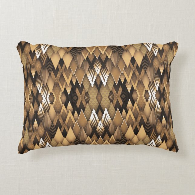 TRIBAL RUSTIC TRIANGULAR PATTERN DECORATIVE CUSHION (Front)