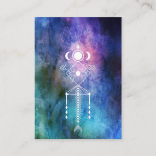 *~* Tribal Sacred Geometry Watercolor Aztec Shaman Business Card