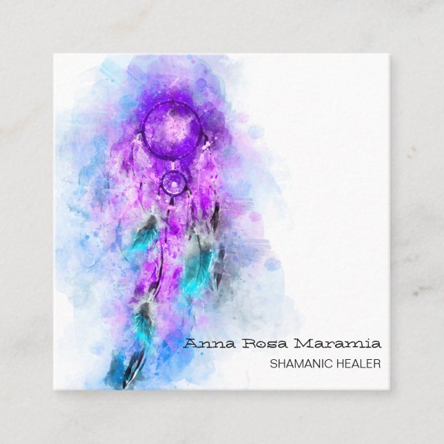 *~* Tribal Sacred Shamen Shamanic - Dream Catcher  Square Business Card (Front)