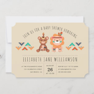 Tribal Safari Animals Boy Baby Shower Party Invitation