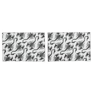 Tribal Scorpion Black and White Pattern Pillowcase