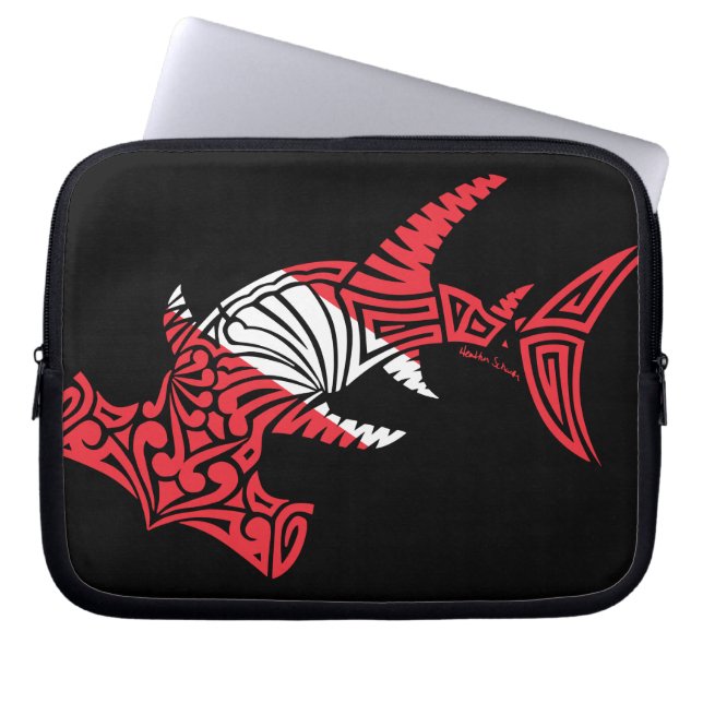 Tribal Scuba Flag Hammerhead Laptop Sleeve (Front)