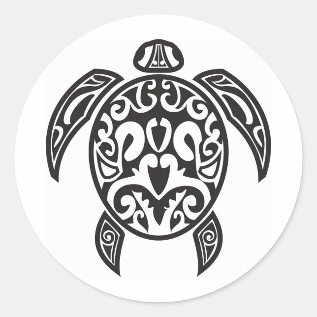 Tribal Sea Turtle Classic Round Sticker (Front)
