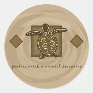 Tribal Sea Turtle Classic Round Sticker