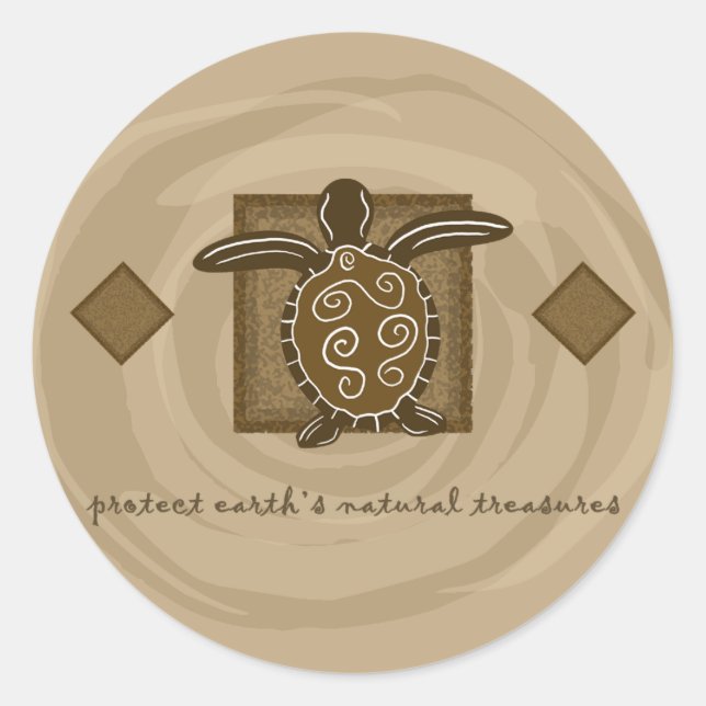 Tribal Sea Turtle Classic Round Sticker (Front)