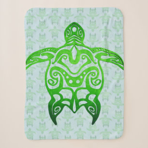 Tribal Sea Turtle Honu Sherpa Blanket