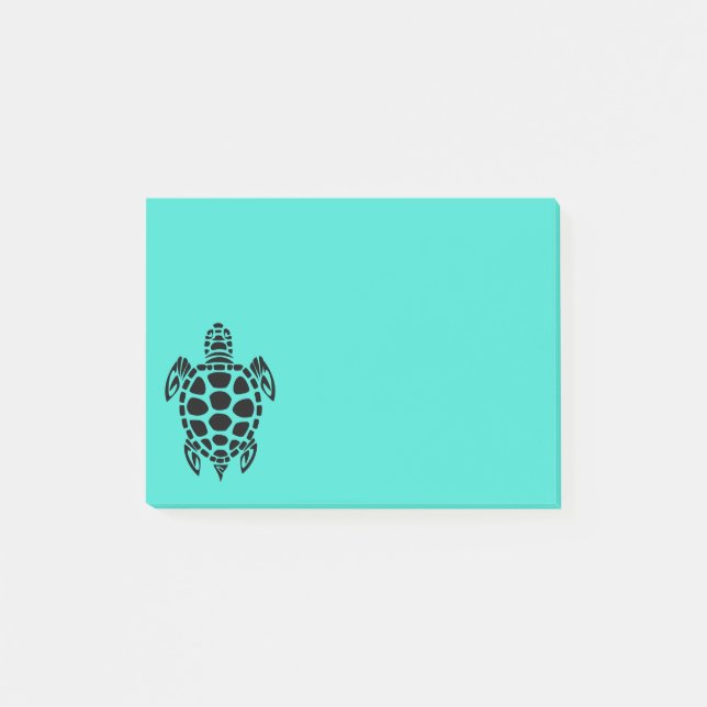 Tribal Sea Turtle Turquoise Post-it Notes (Front)