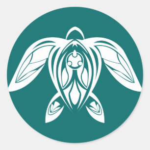 Tribal Sea Turtle White Sticker