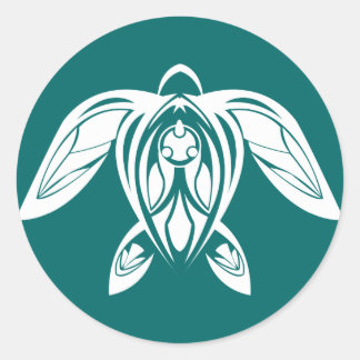 Tribal Sea Turtle White Sticker