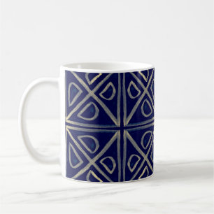 Tribal Seamless Blue Geometric Pattern. Striped Ha Coffee Mug